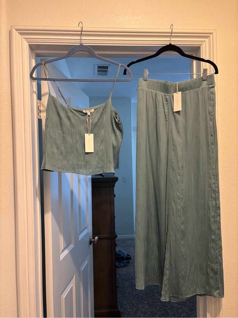 Z Supply Two-Piece Wide Leg Set in Sage Green